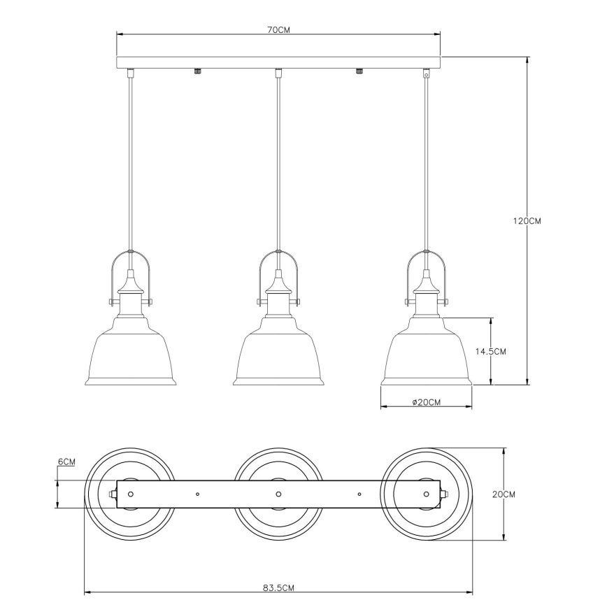 Globo - Hängeleuchte an Schnur 3xE27/60W/230V