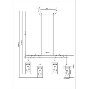 Globo - Hängeleuchte an Schnur 4xE27/40W/230V