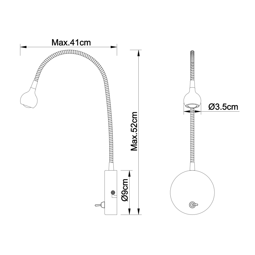 Globo - Flexible, kleine LED-Leuchte LED/3W/230V Chrom