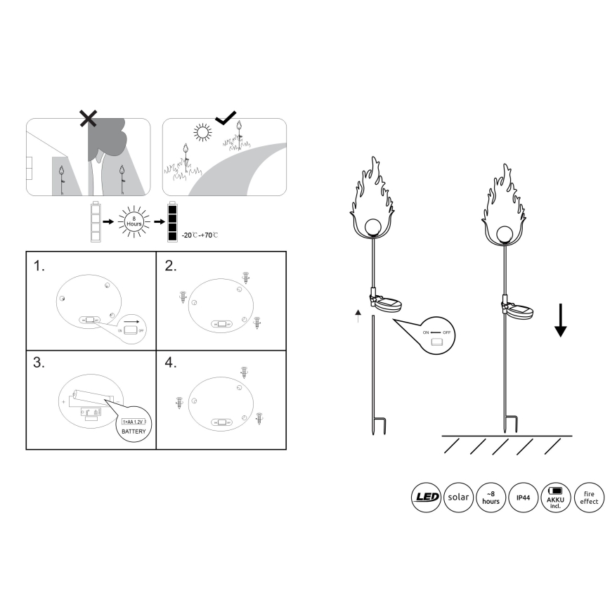 Globo – LED-Solarleuchte LED/0,04W/3V IP44