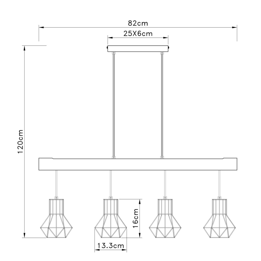 Globo - Hängeleuchte an Schnur 4xE27/40W/230V