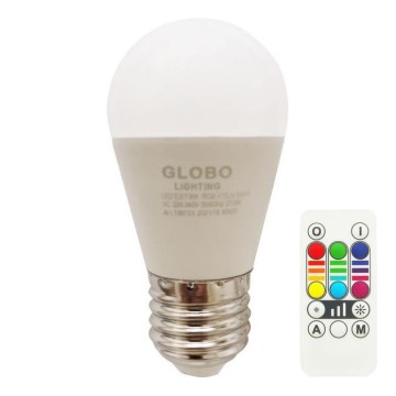 Globo - Dimmbare LED-RGBW-Glühlampe E27/6W/230V 3000K + Fernbedienung