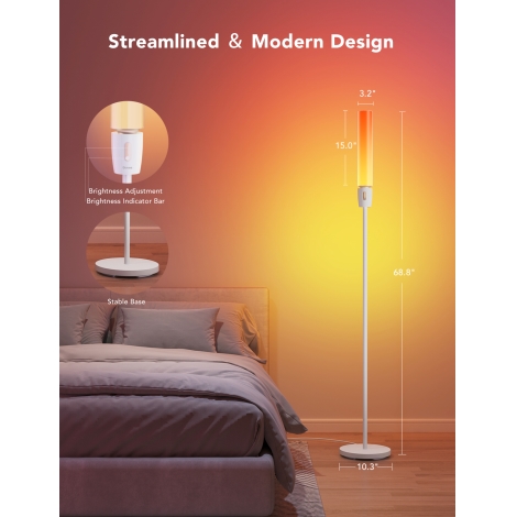 Govee - Dimmbare LED-Stehleuchte CYLINDER SMART RGBICWW 2200-6500K