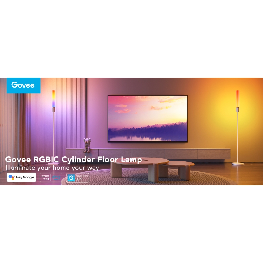 Govee - Dimmbare LED-Stehleuchte CYLINDER SMART RGBICWW 2200-6500K