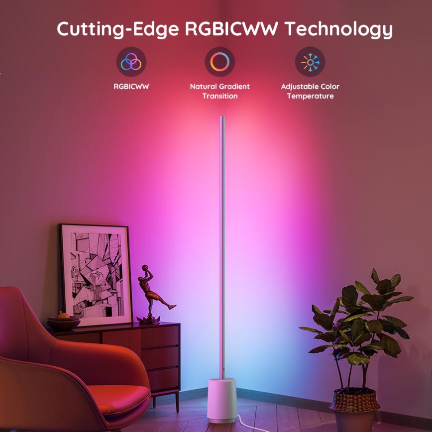 Govee - Dimmbare LED-Stehleuchte Lyra Smart RGBICWW 2200-6500K Wi-Fi + Fernbedienung