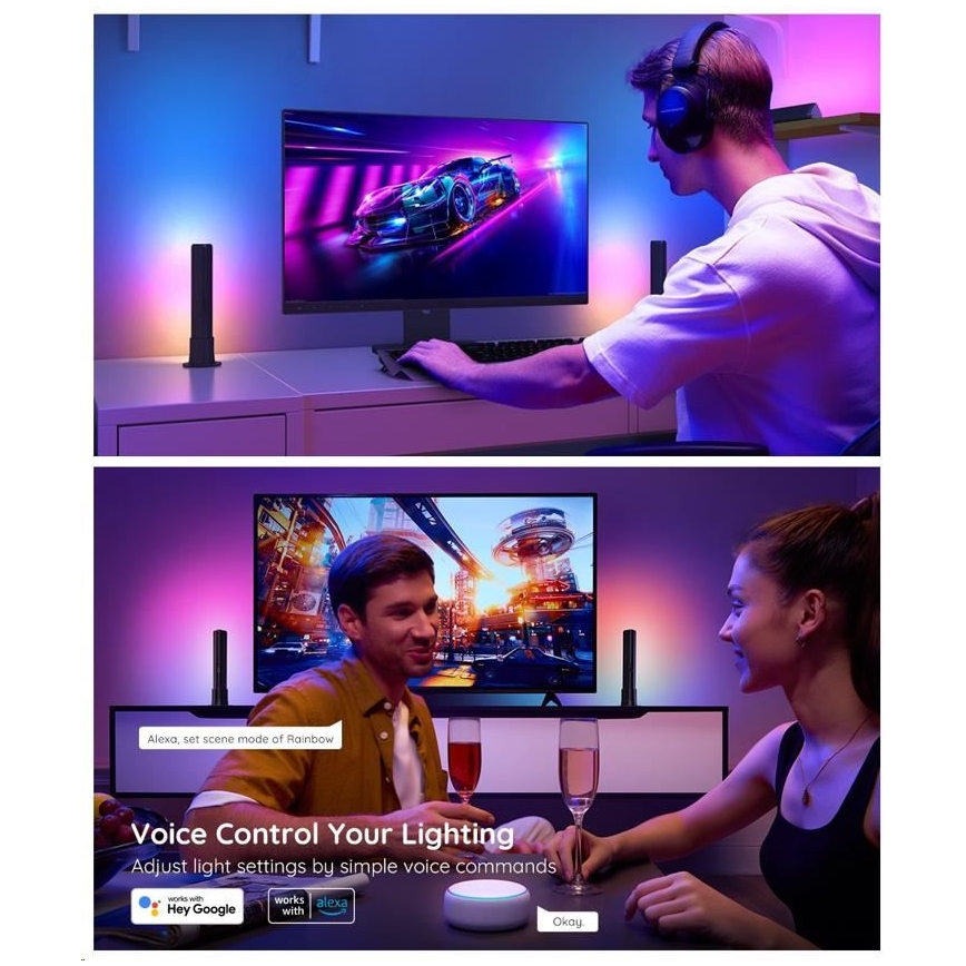 Govee - SET 2x Flow Plus SMART LED TV & Gaming - RGBICWW Wi-Fi