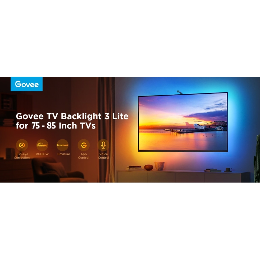 Govee - TV Backlight 3 Lite TV 75-85" SMART LED-Hintergrundbeleuchtung RGBICW Wi-Fi IP67 + Fernbedienung