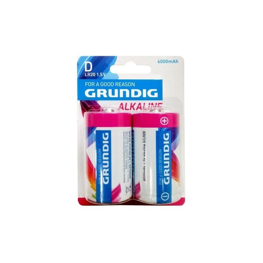 Grundig – 2 Stück Alkalibatterien D/LR20 1,5V
