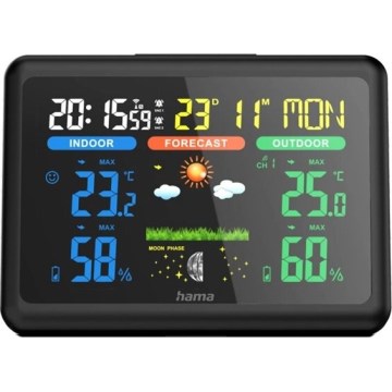 Hama - Wetterstation mit farbigem VA-Display 2xAA schwarz