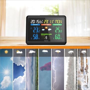 Hama - Wetterstation mit farbigem VA-Display 2xAA schwarz