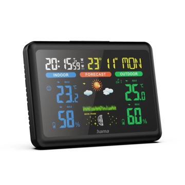 Hama - Wetterstation mit farbigem VA-Display 2xAA schwarz