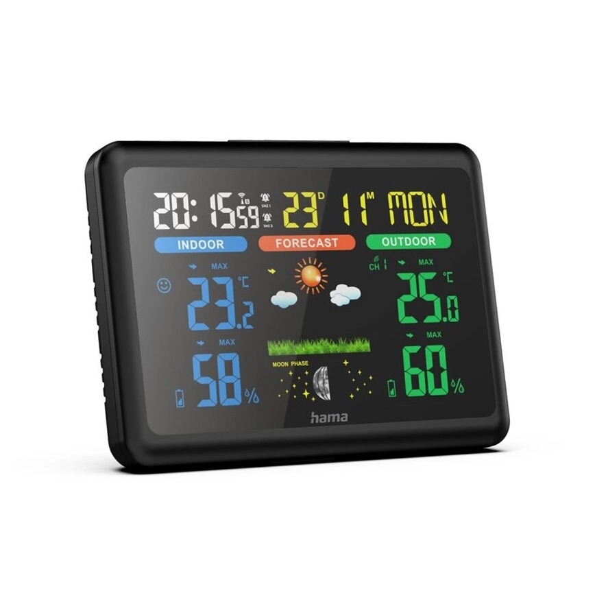 Hama - Wetterstation mit farbigem VA-Display 2xAA schwarz