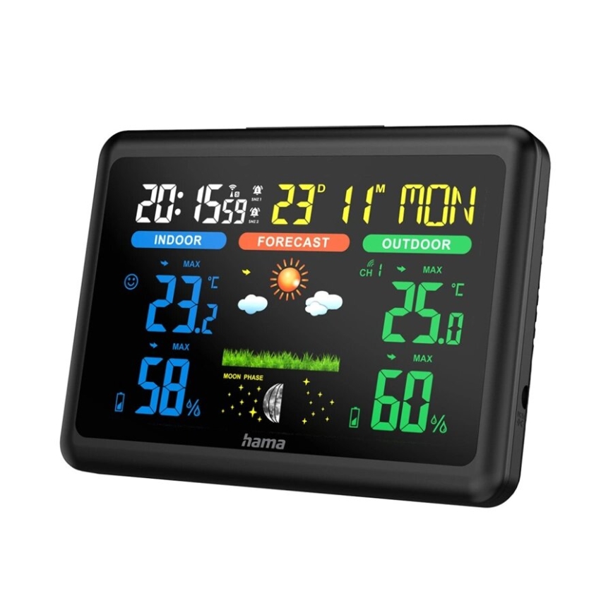 Hama - Wetterstation mit farbigem VA-Display 2xAA schwarz