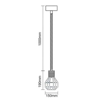 Hängeleuchte an Schnur 1xE27/60W/230V d 15 cm