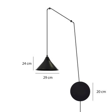 Hängeleuchte an Schnur ABRAMO 1xE27/15W/230V schwarz