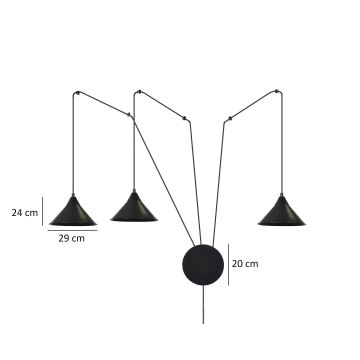 Hängeleuchte an Schnur ABRAMO 3xE27/15W/230V schwarz