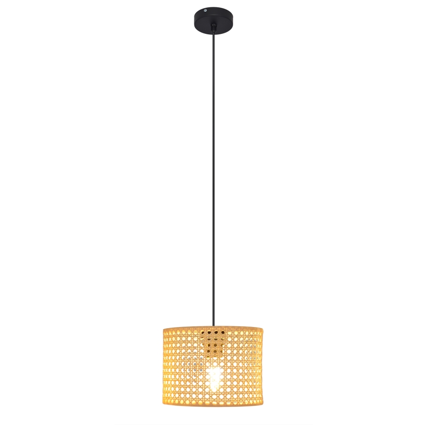 Hängeleuchte an Schnur ALBA 1xE27/60W/230V d 20 cm Rattan/schwarz