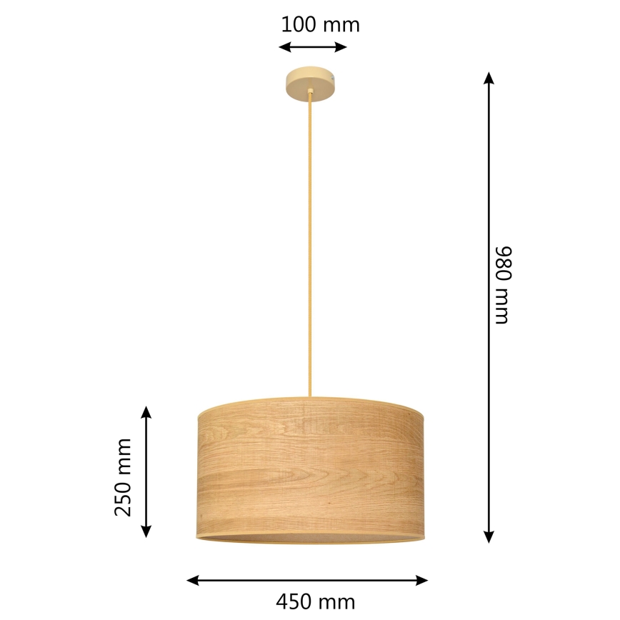 Hängeleuchte an Schnur ALBA 1xE27/60W/230V d 45 cm braun