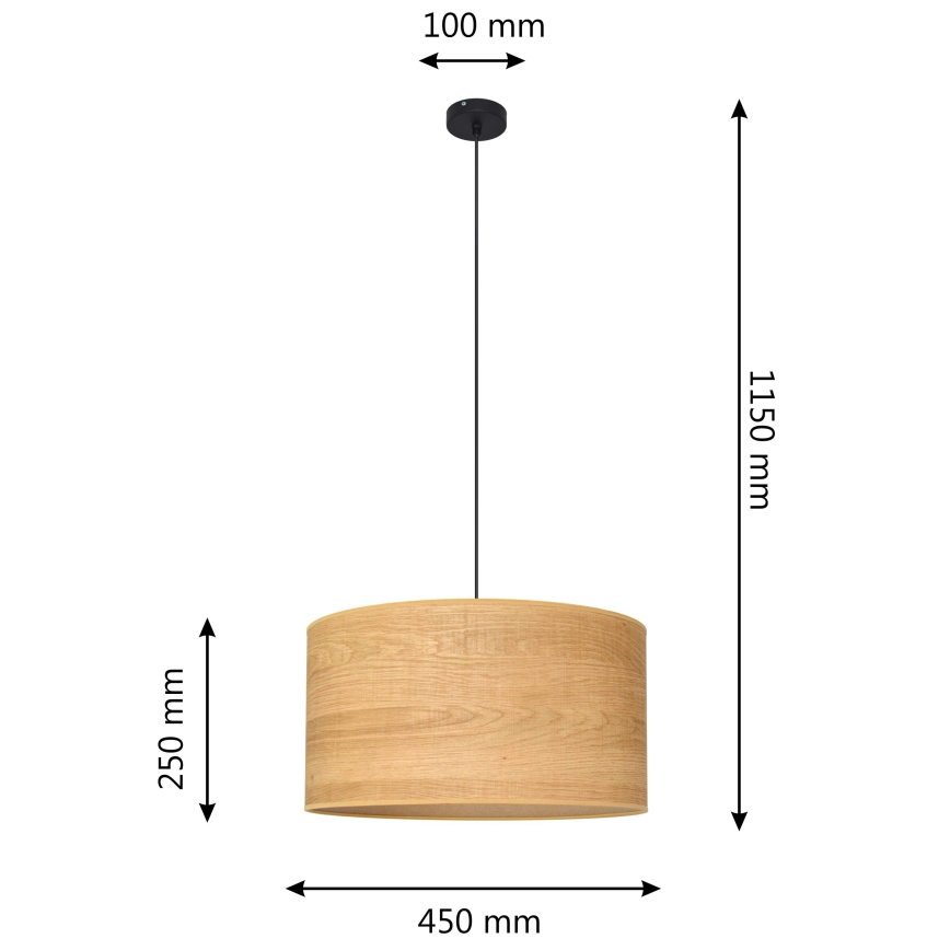 Hängeleuchte an Schnur ALBA 1xE27/60W/230V d 45 cm braun/schwarz