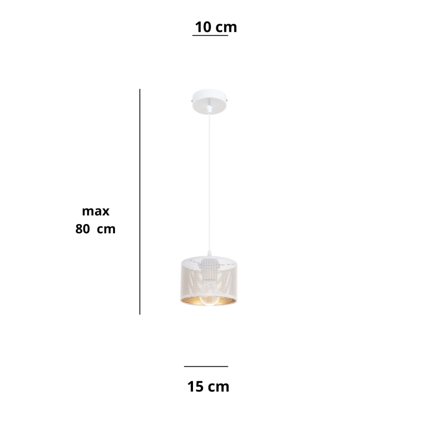 Hängeleuchte an Schnur ALDO 1xE27/60W/230V d 15 cm weiß