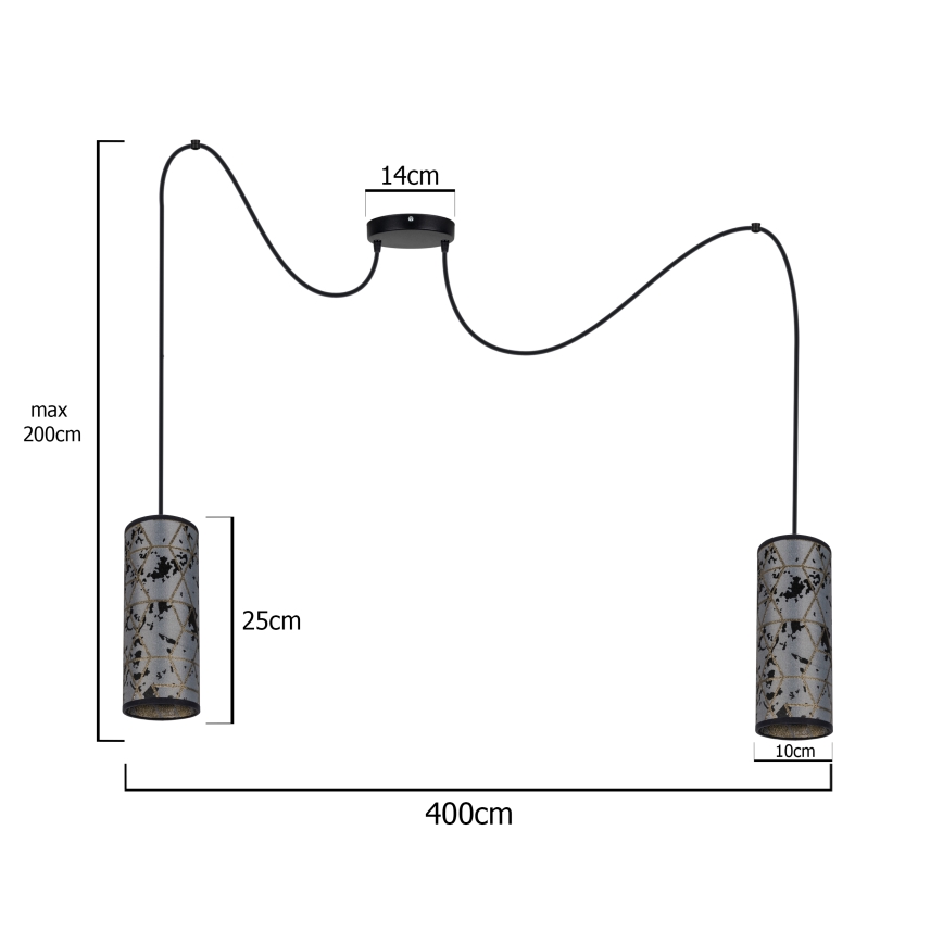 Hängeleuchte an Schnur AVALO 2xE27/60W/230V grau/schwarz