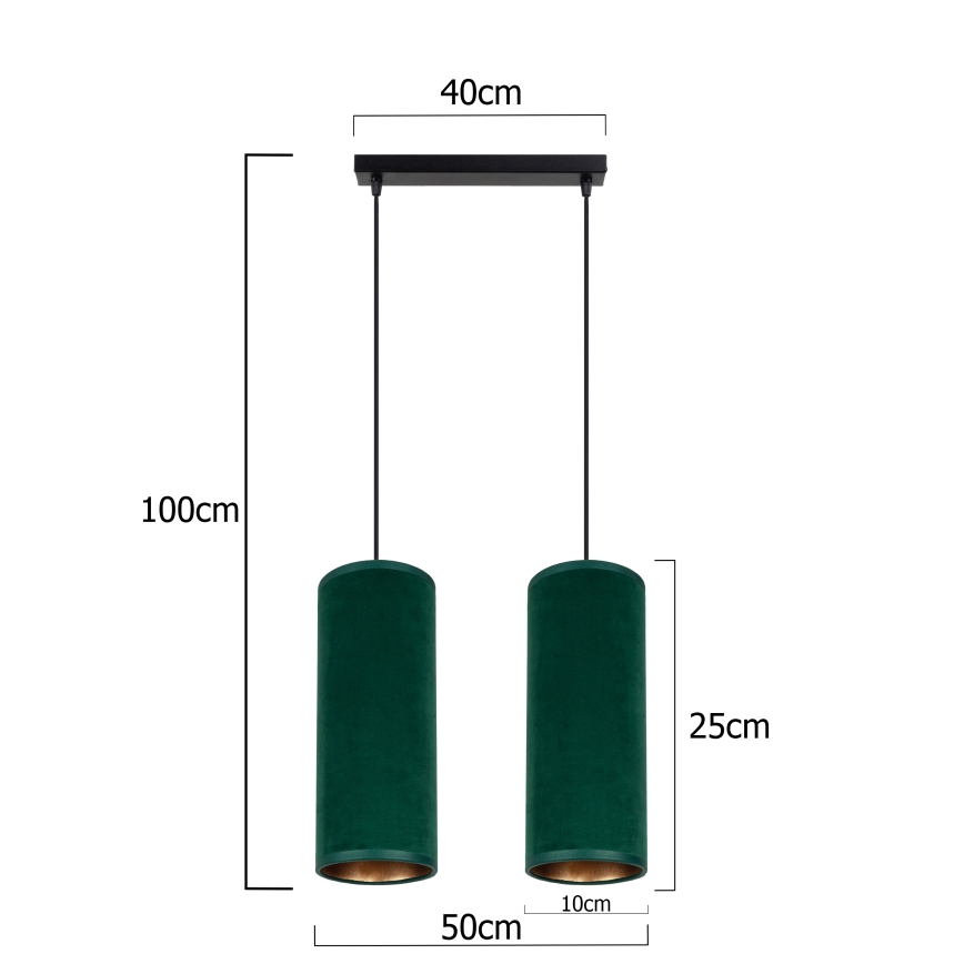 Hängeleuchte an Schnur AVALO 2xE27/60W/230V grün