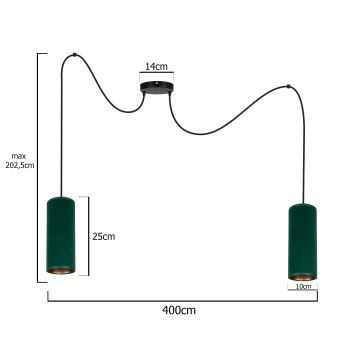 Hängeleuchte an Schnur AVALO 2xE27/60W/230V grün