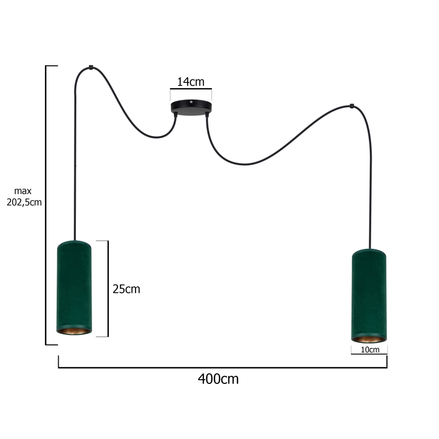 Hängeleuchte an Schnur AVALO 2xE27/60W/230V grün