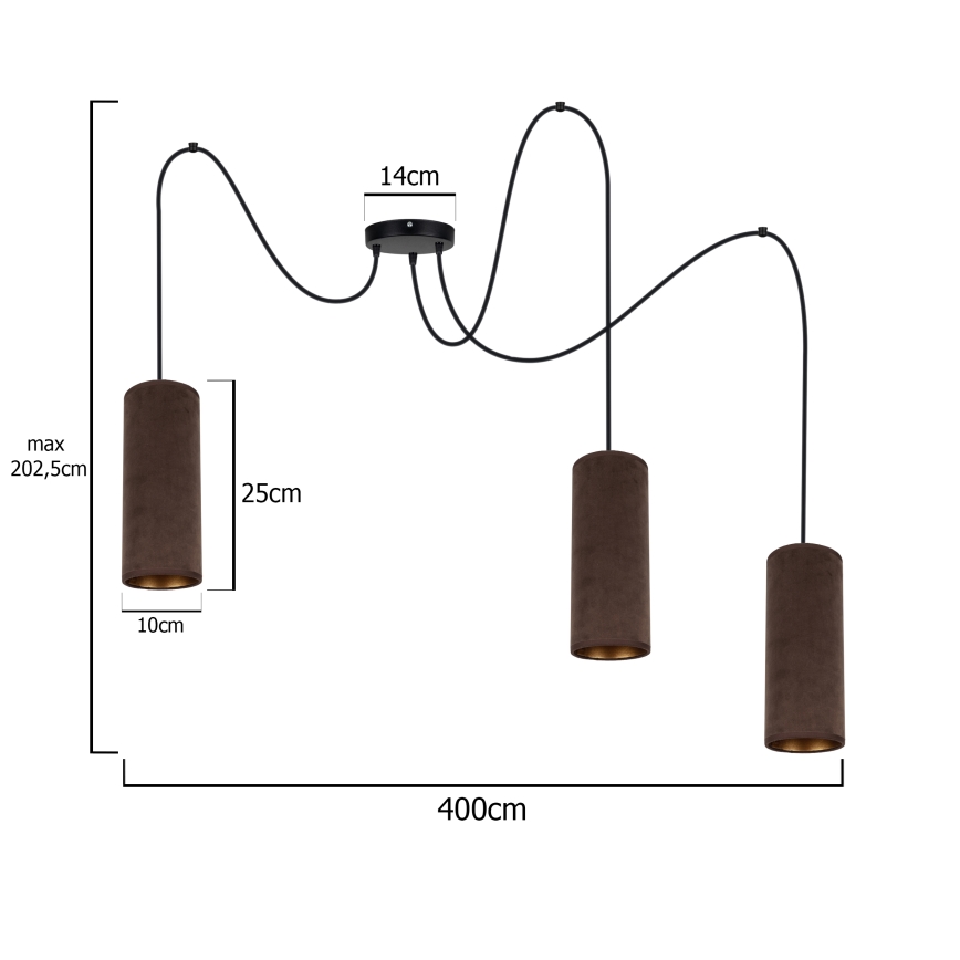 Hängeleuchte an Schnur AVALO 3xE27/60W/230V braun