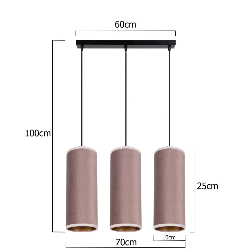 Hängeleuchte an Schnur AVALO 3xE27/60W/230V rosa