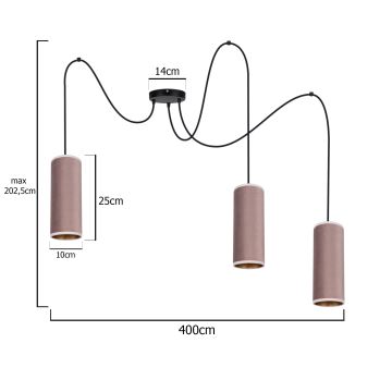 Hängeleuchte an Schnur AVALO 3xE27/60W/230V rosa