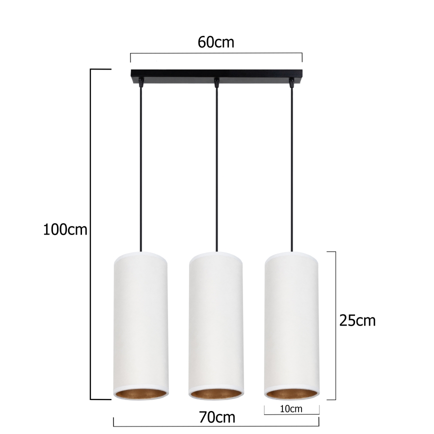 Hängeleuchte an Schnur AVALO 3xE27/60W/230V weiß