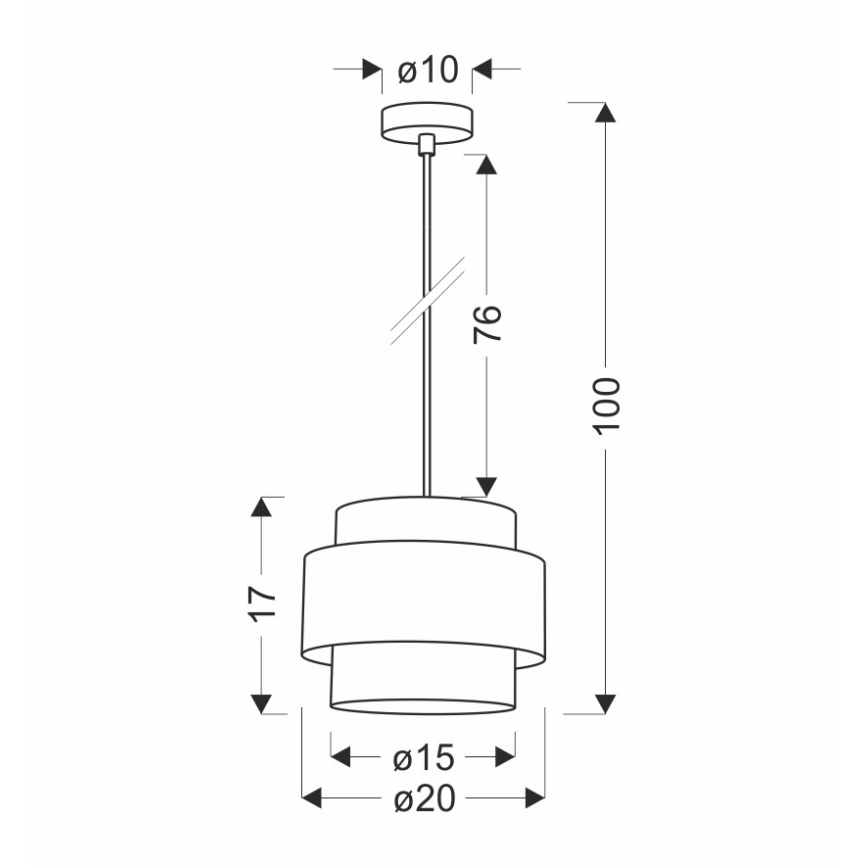 Hängeleuchte an Schnur BENTA 1xE27/40W/230V schwarz/cremefarben