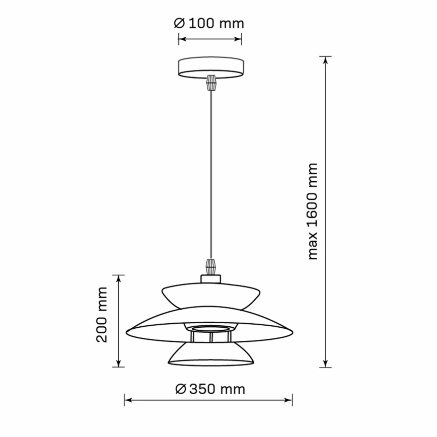 Hängeleuchte an Schnur BERIT 1xE27/20W/230V schwarz