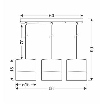 Hängeleuchte an Schnur BIANCO 3xE27/40W/230V weiß/braun