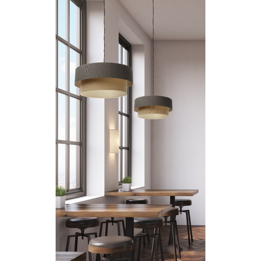 Hängeleuchte an Schnur BOHO TRINITI 1xE27/60W/230V grau/beige