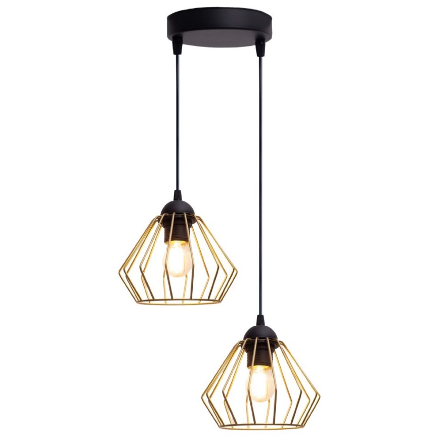 Hängeleuchte an Schnur CEED GOLD 2xE27/60W/230V d 28 cm schwarz/golden