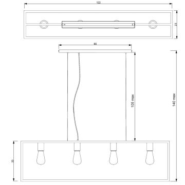 Hängeleuchte an Schnur FRAME 4xE27/60W/230V Kupfer