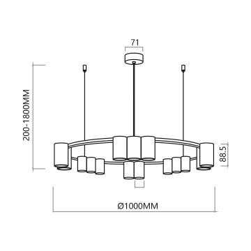 Hängeleuchte an Schnur GENESIS 15xGU10/8W/230V weiß