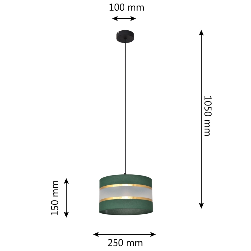 Hängeleuchte an Schnur HELEN 1xE27/60W/230V d 25 cm grün/golden