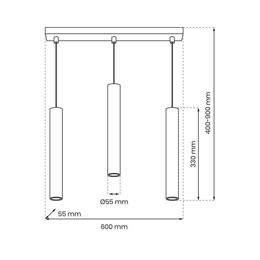 Hängeleuchte an Schnur HUDSON 3xGU10/8W/230V weiß