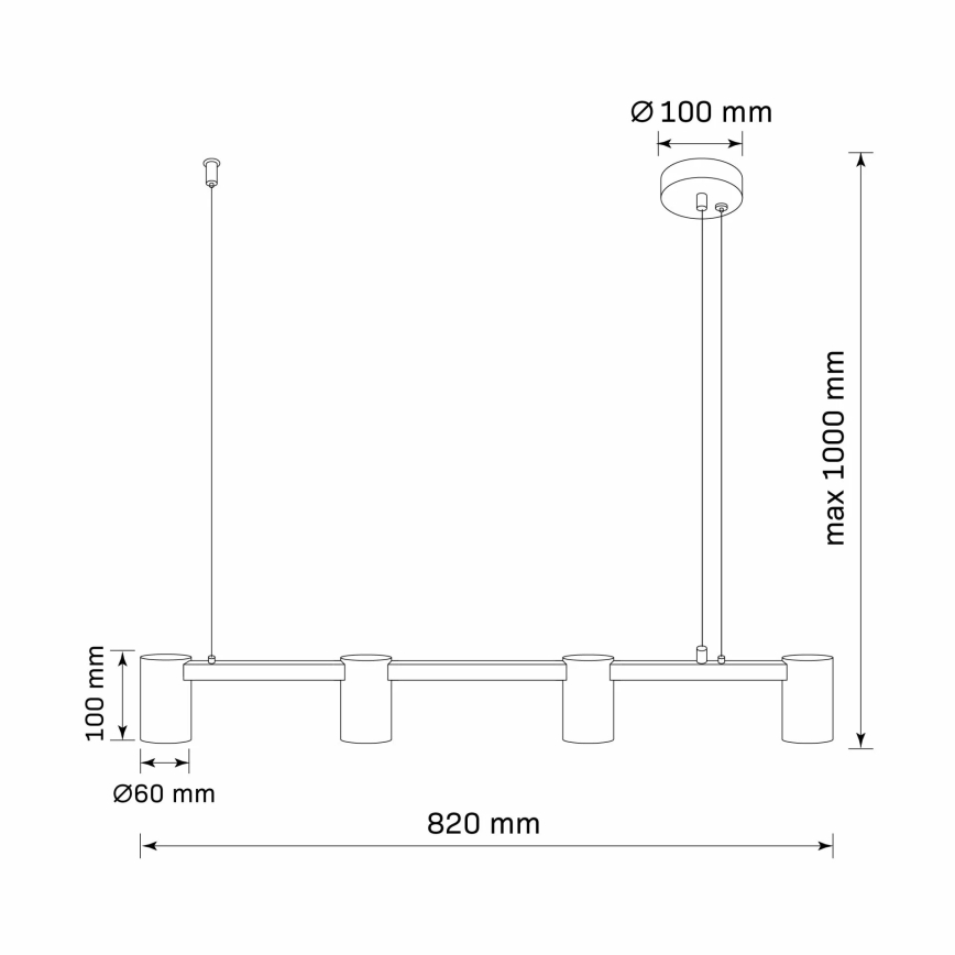 Hängeleuchte an Schnur MARIBEL 4xGU10/10W/230V schwarz