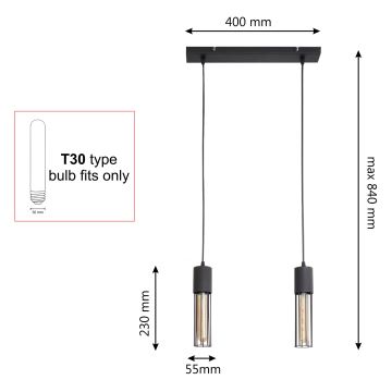 Hängeleuchte an Schnur MELODY 2xE27/15W/230V schwarz