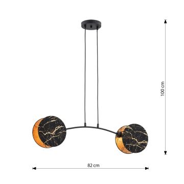 Hängeleuchte an Schnur MOTIF 2xE27/15W/230V schwarz/golden