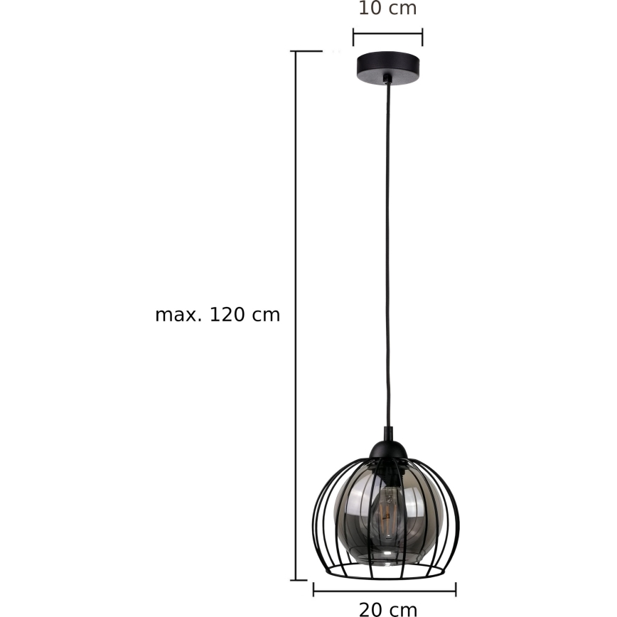 Hängeleuchte an Schnur SOLO BLACK 1xE27/60W/230V