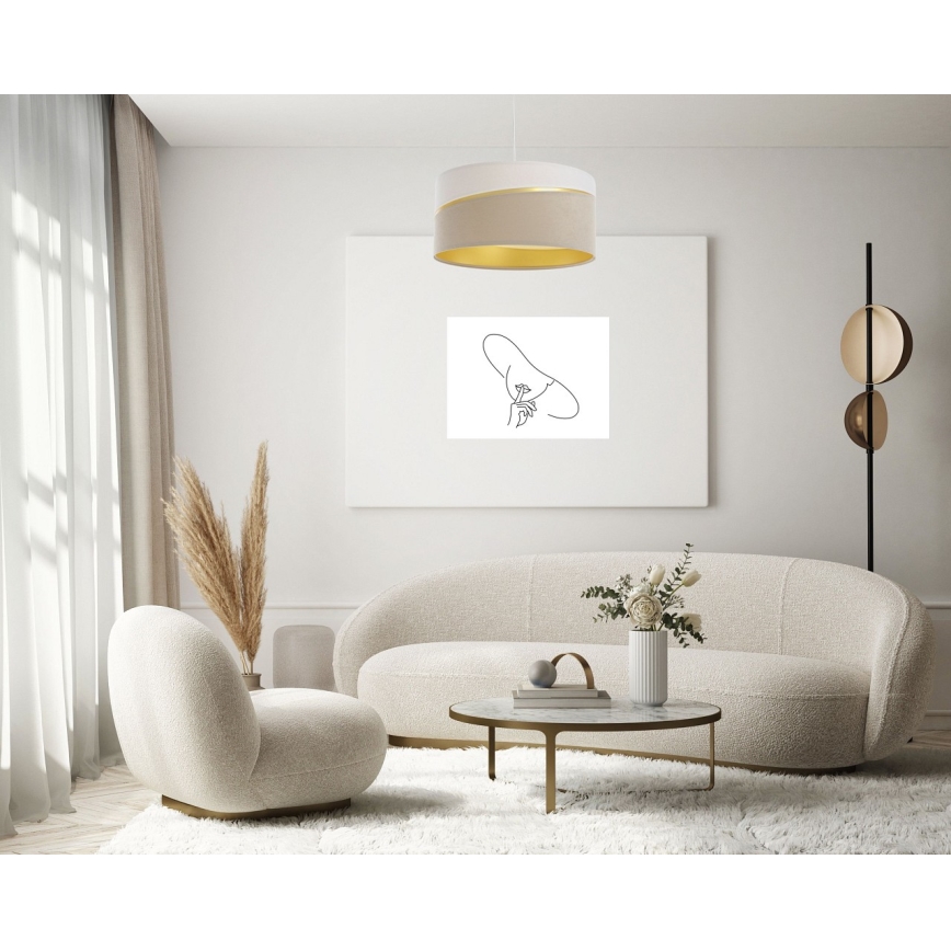 Hängeleuchte an Schnur SWING 1xE27/60W/230V beige/weiß/golden