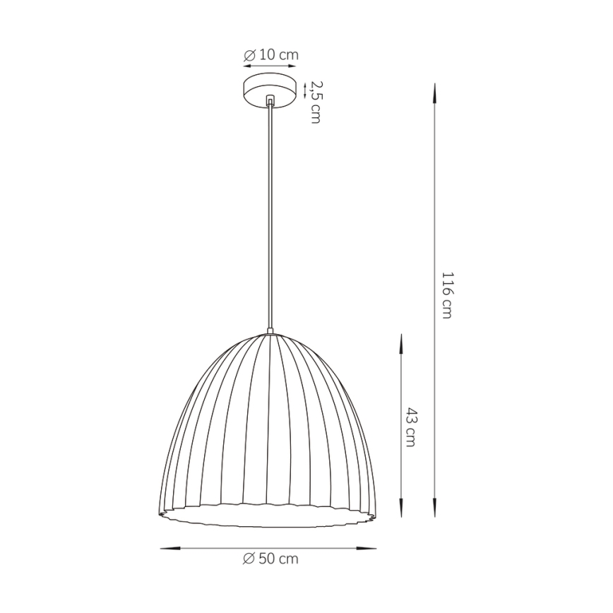 Hängeleuchte an Schnur TELMA 1xE27/60W/230V d 50 cm schwarz/golden