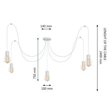 Hängeleuchte an Schnur TUBE LONG 5xE27/10W/230V weiß