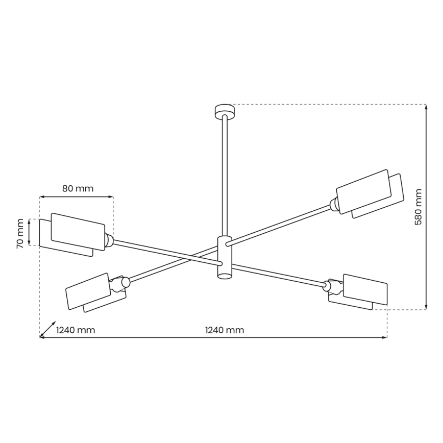 Hängeleuchte an Stange ASTRA 4xE27/60W/230V schwarz