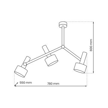 Hängeleuchte an Stange LINTERNA 3xGX53/12W/230V schwarz